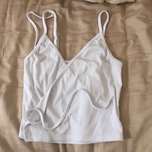 White cross tie crop top